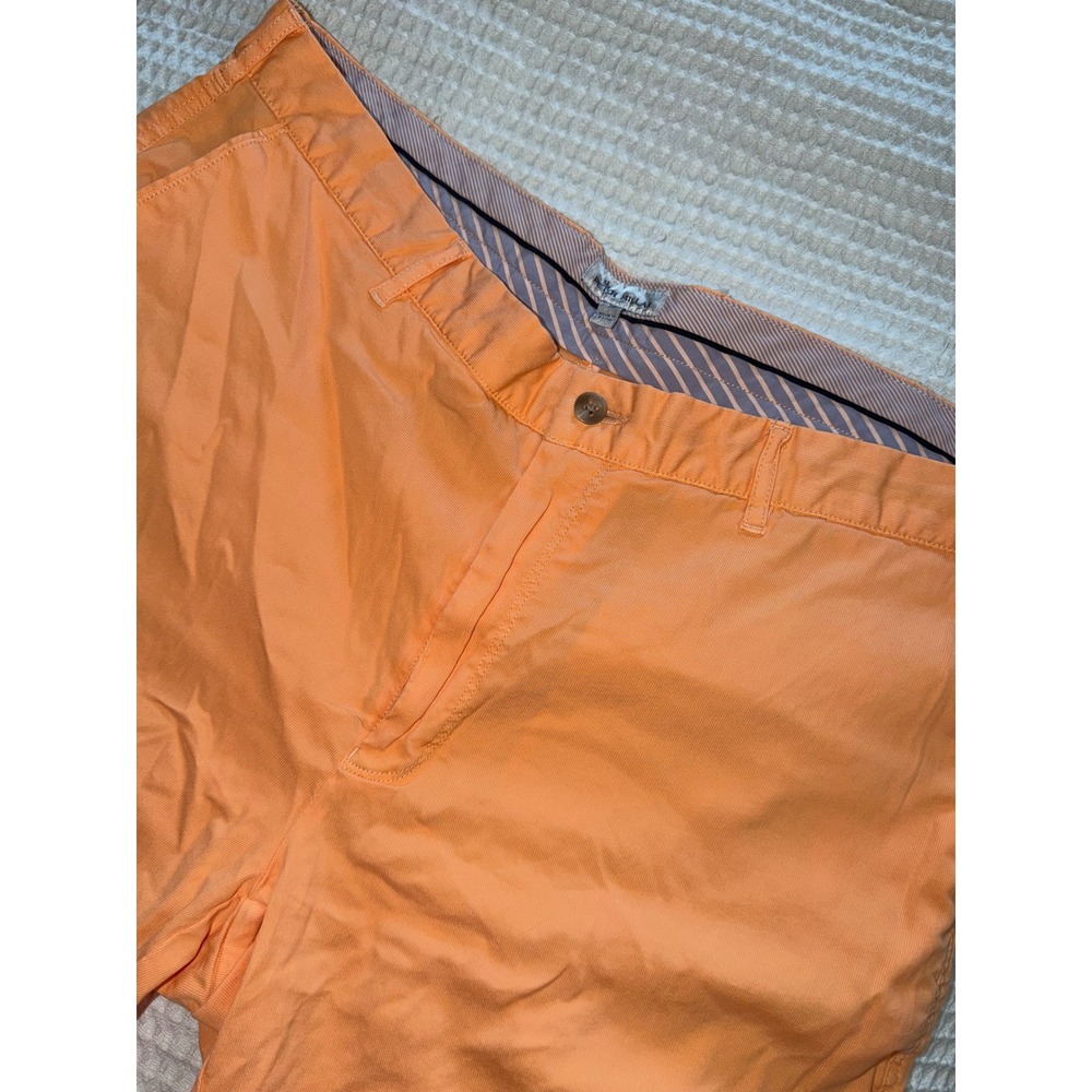 Peter Millar Shorts Mens 38 Orange Flat Front Twill Casual Golf Cotton